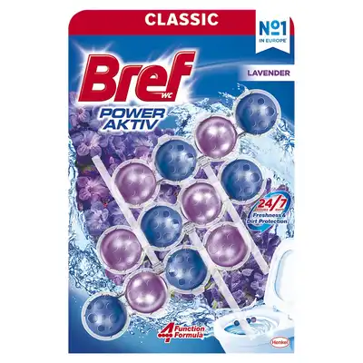 Kulki myjąco-zapachowe do toalet Bref Power Aktiv Lavender 3x50g