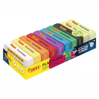 Plastelina Jovi 10x50g 8 kolorów basic + 2 świecące w ciemności