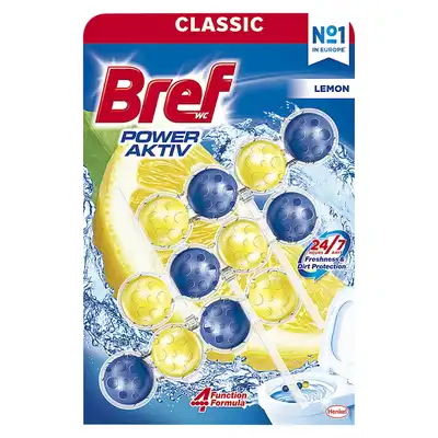 Kulki myjąco-zapachowe do toalet Bref Power Aktiv Lemon 3x50g