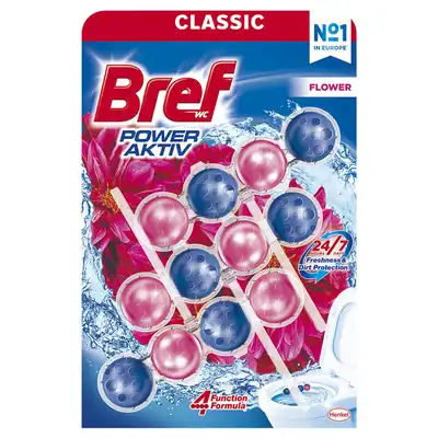 Kulki myjąco-zapachowe do toalet Bref Power Aktiv Flower 3x50g