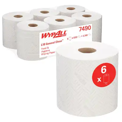 Ręcznik papierowy Wypall L10 General Clean 1-warstwowy 6 rolek x 630 listków