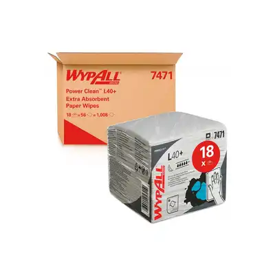 Czyściwo składane Wypall L40+ Power Clean 1-warstwowe 30,4x31,7cm 18x56 listków