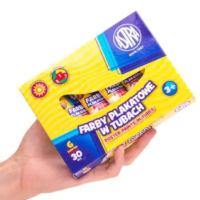 Farby plakatowe Astra w tubie 6 kolorów 30ml