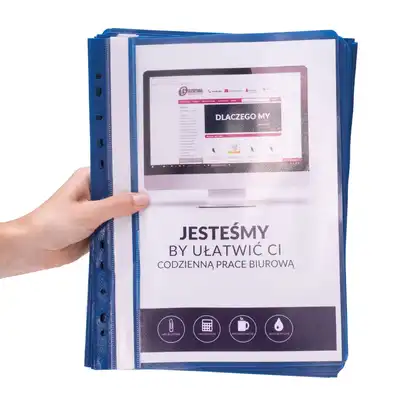 Skoroszyt plastikowy Panta Plast A4 wpinany do segregatora miękki granatowy