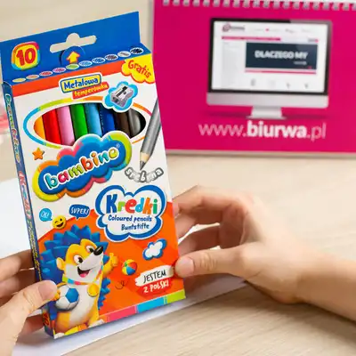Kredki Bambino 10 kolorów w drewnie z temperówką