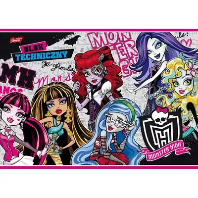 Blok techniczny A4 10 kartek Monster High