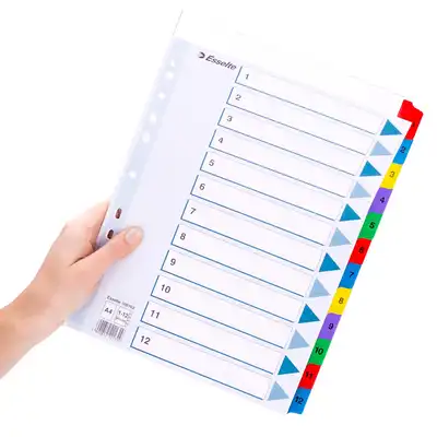 Przekładki do segregatora A4 numeryczne kartonowe 1-12 Esselte Mylar