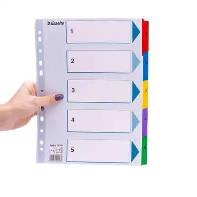 Przekładki do segregatora A4 numeryczne kartonowe 1-5 Esselte Mylar