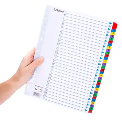 Przekładki do segregatora A4 numeryczne kartonowe 1-31 Esselte Mylar