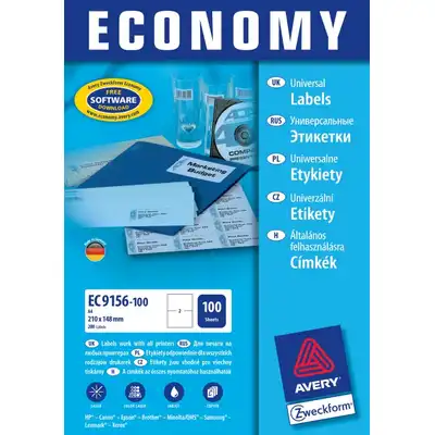 Etykiety samoprzylepne Avery Zweckform Economy uniwersalne białe 105x148mm