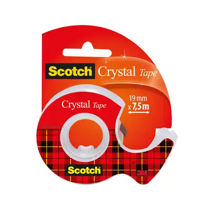 Taśma klejąca biurowa Scotch Crystal krystaliczna na podajniku 19mm x 7.5m