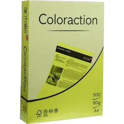 Papier ksero kolorowy A4 80g Ibiza żółty neon - 100 arkuszy Coloraction