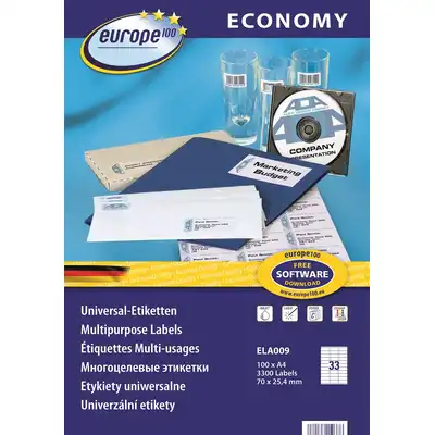 Etykiety samoprzylepne Europe 100 uniwersalne białe 70x25,4mm