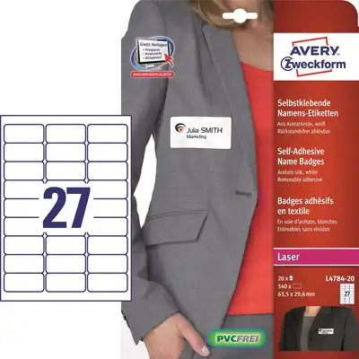 Identyfikator Avery Zweckform samoprzylepny do drukarek laserowych 63,5x29,6mm