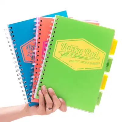 Kołozeszyt B5 w kratkę 200 stron Pukka Pad Project Book Neon pomarańczowy
