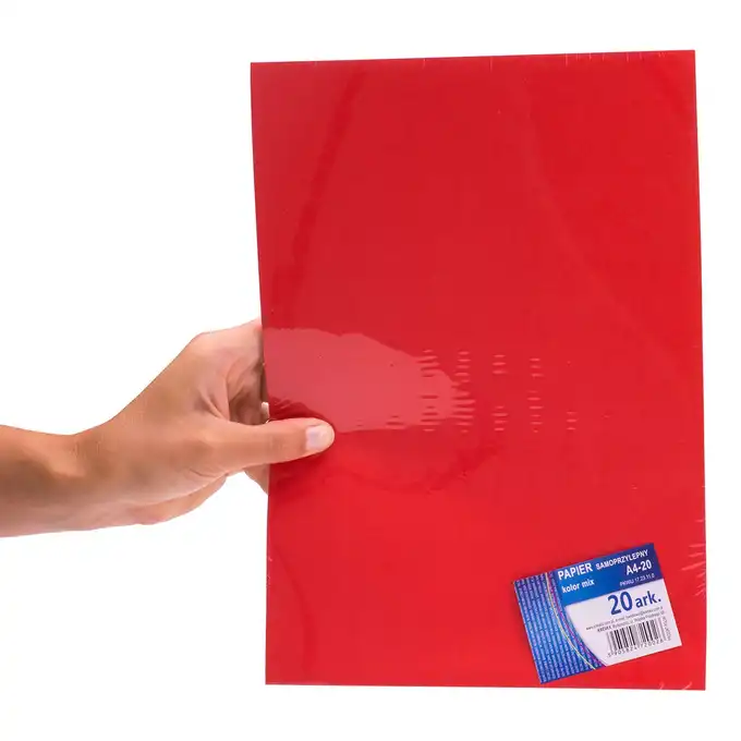 Papier samoprzylepny A4 czerwony Kreska