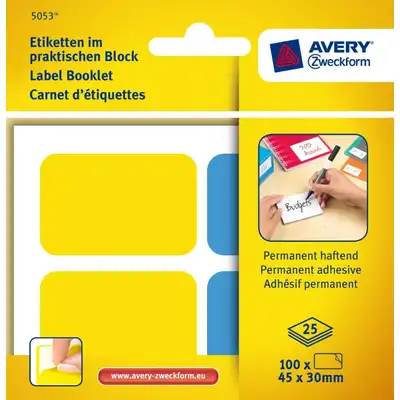 Etykiety samoprzylepne Avery Zweckform w bloczku do opisu ręcznego kolor usuwalne 45x30mm