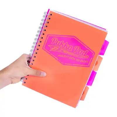 Kołozeszyt B5 w kratkę 200 stron Pukka Pad Project Book Neon pomarańczowy