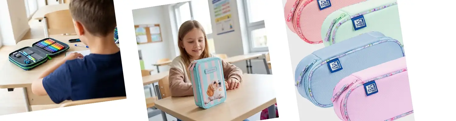 Piórniki szkolne rozkładane z wyposażeniem oraz saszetki młodzieżowe